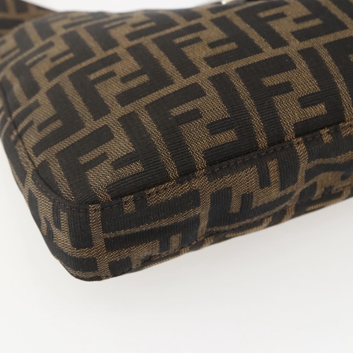 FENDI Zucca Canvas Mamma Baguette Shoulder Bag Black Brown Auth am10048V