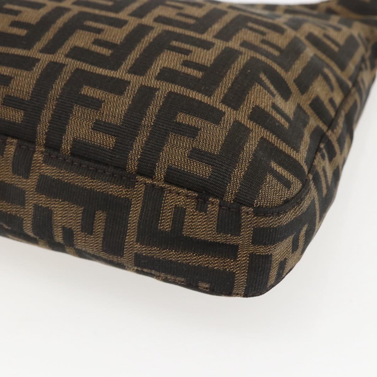 FENDI Zucca Canvas Mamma Baguette Shoulder Bag Black Brown Auth am10048V