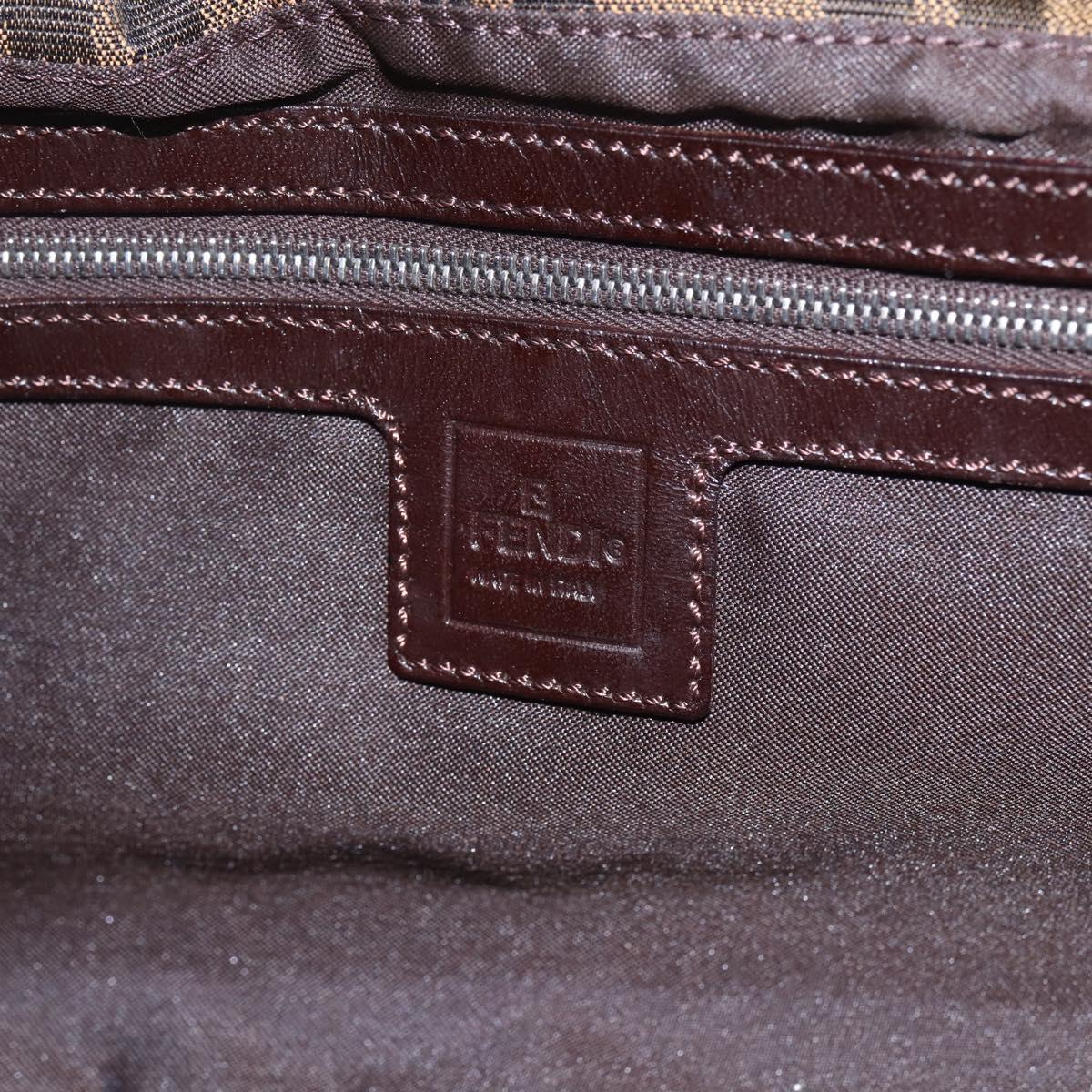 FENDI Zucca Canvas Mamma Baguette Shoulder Bag Black Brown Auth am10048V