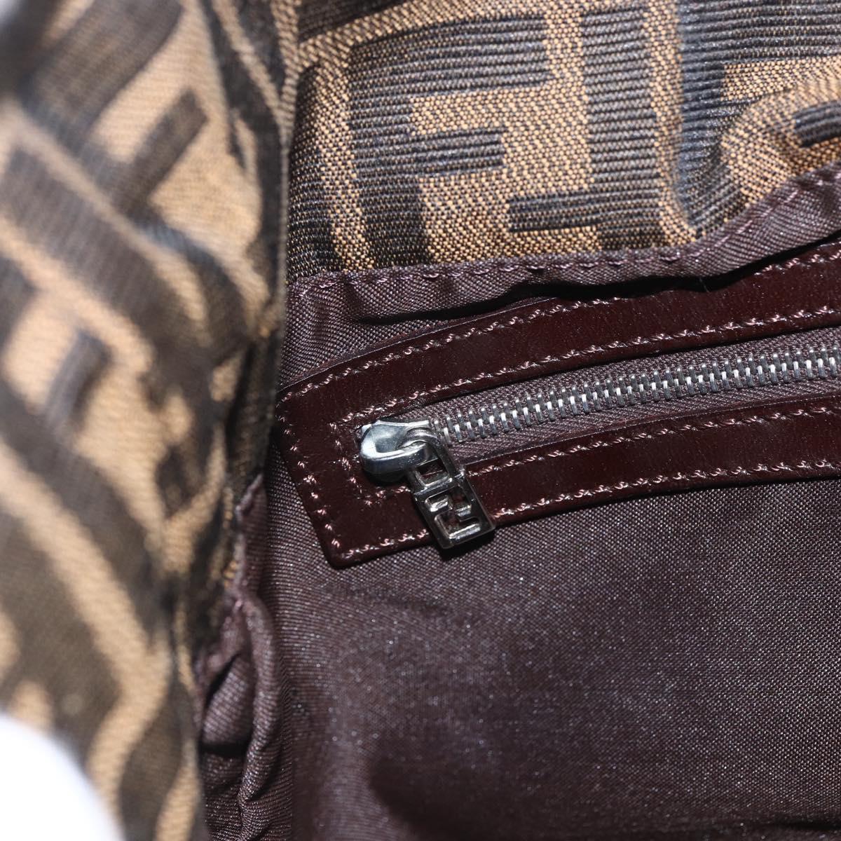 FENDI Zucca Canvas Mamma Baguette Shoulder Bag Black Brown Auth am10048V