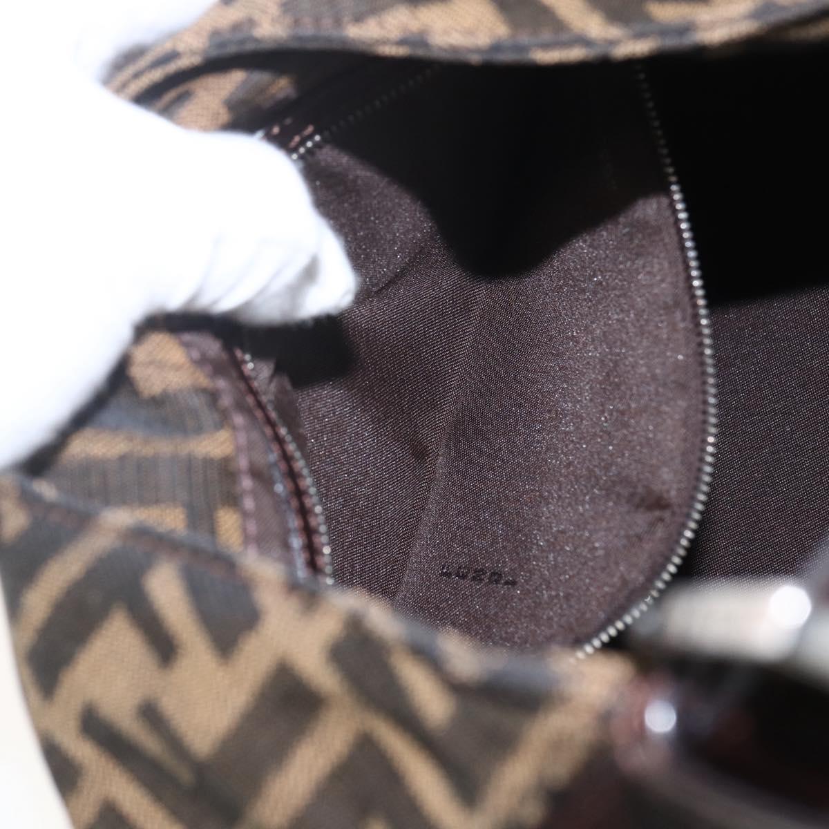 FENDI Zucca Canvas Mamma Baguette Shoulder Bag Black Brown Auth am10048V