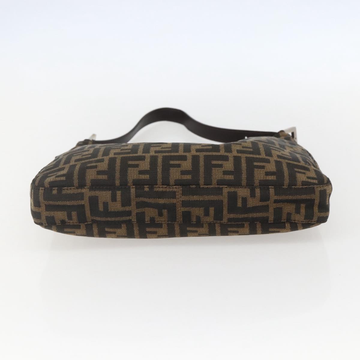 FENDI Zucca Canvas Mamma Baguette Shoulder Bag Black Brown Auth am10048V