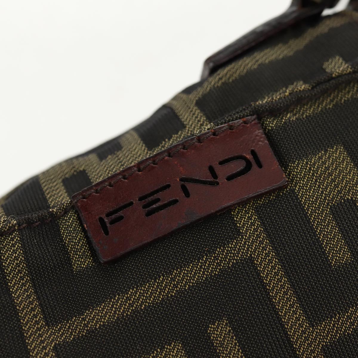 FENDI Zucca Canvas Shoulder Bag Black Brown Auth am10053