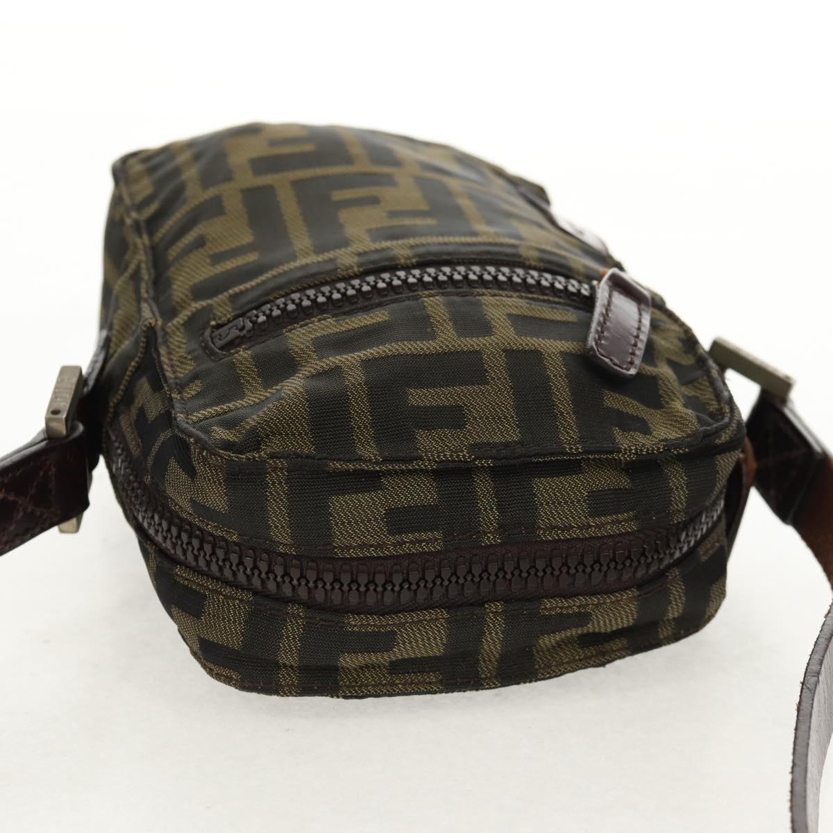 FENDI Zucca Canvas Shoulder Bag Black Brown Auth am10053