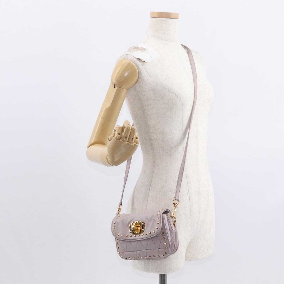 Miu Miu Studs Turn Lock Shoulder Bag Leather Purple Gold Auth am10057V