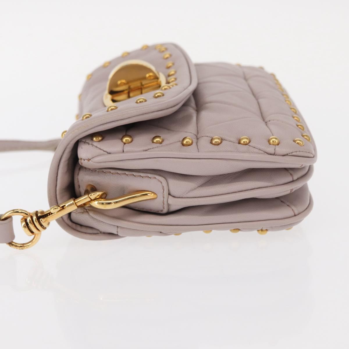 Miu Miu Studs Turn Lock Shoulder Bag Leather Purple Gold Auth am10057V