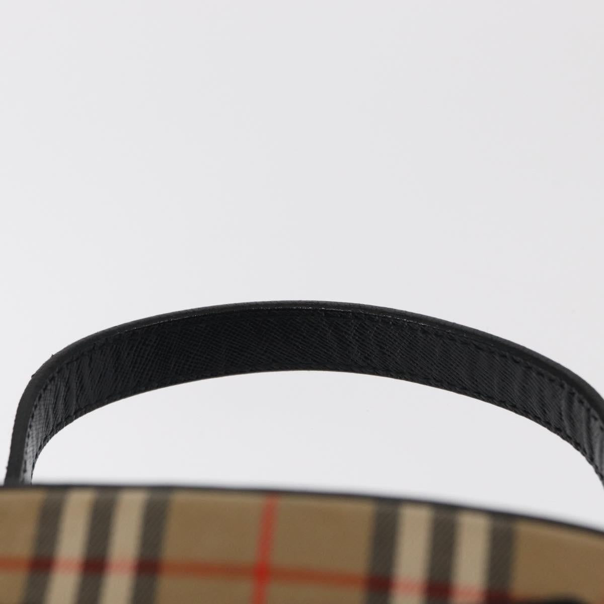 BURBERRY Nova Check Vanity Hand Bag Canvas Beige Gold Auth am10060V