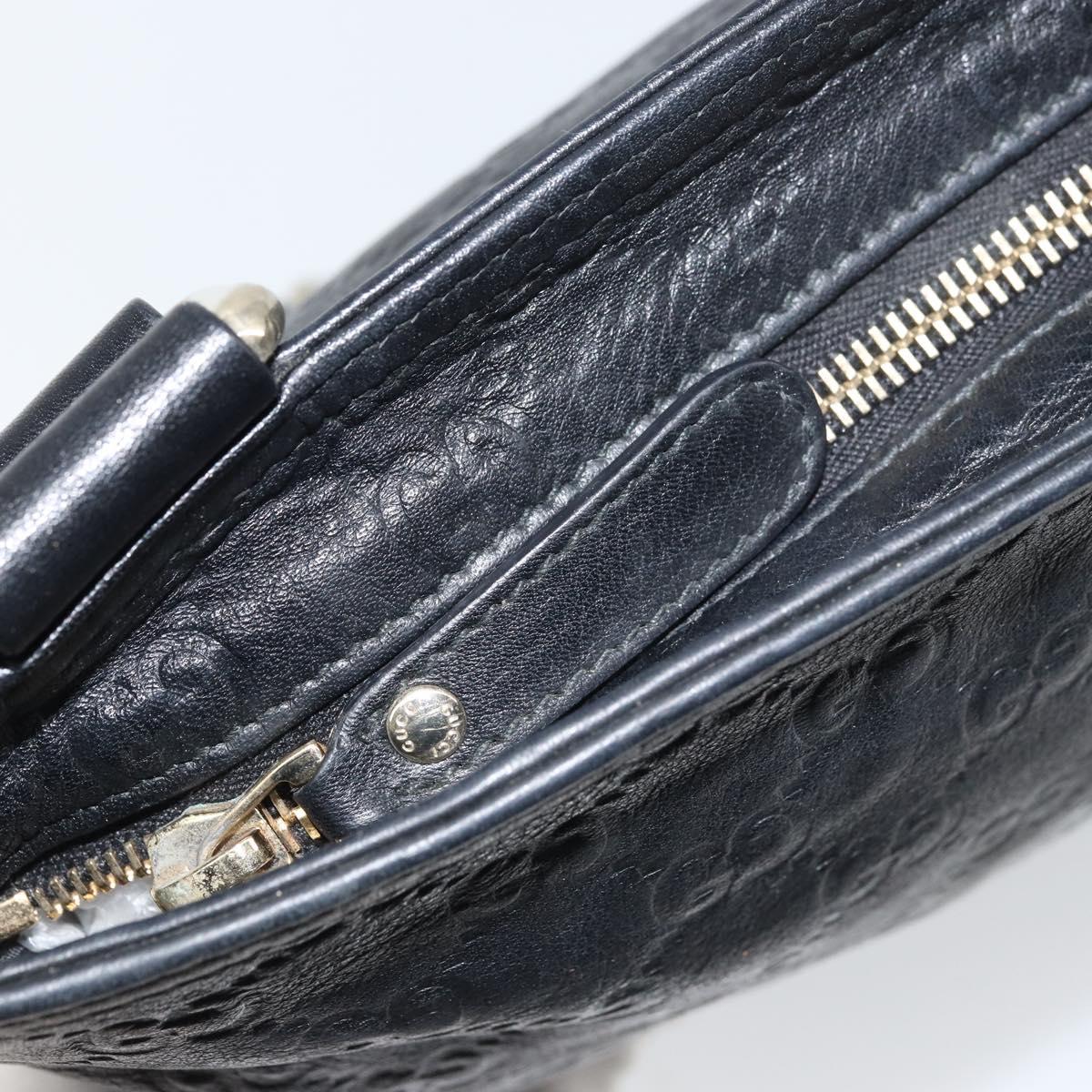 GUCCI GG Canvas Guccissima Shoulder Bag Leather Black Gold 201446 Auth am10066