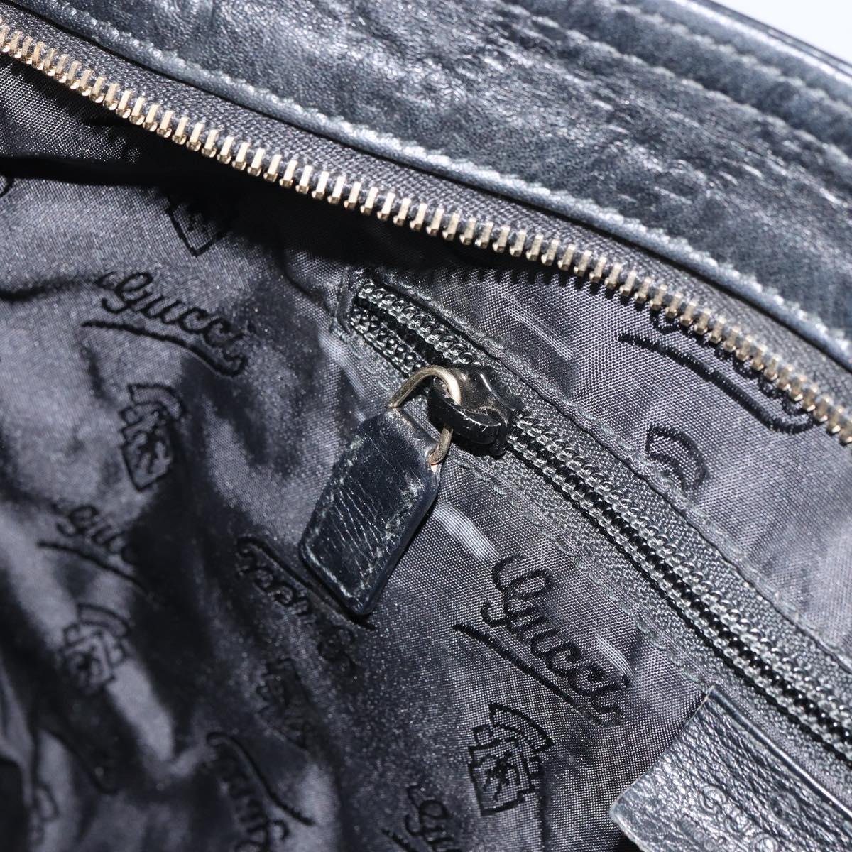 GUCCI GG Canvas Guccissima Shoulder Bag Leather Black Gold 201446 Auth am10066