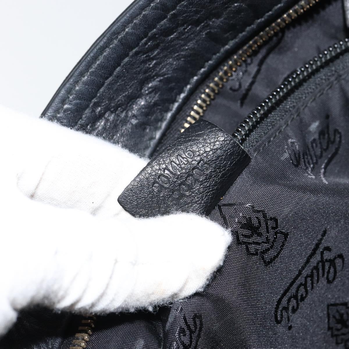 GUCCI GG Canvas Guccissima Shoulder Bag Leather Black Gold 201446 Auth am10066