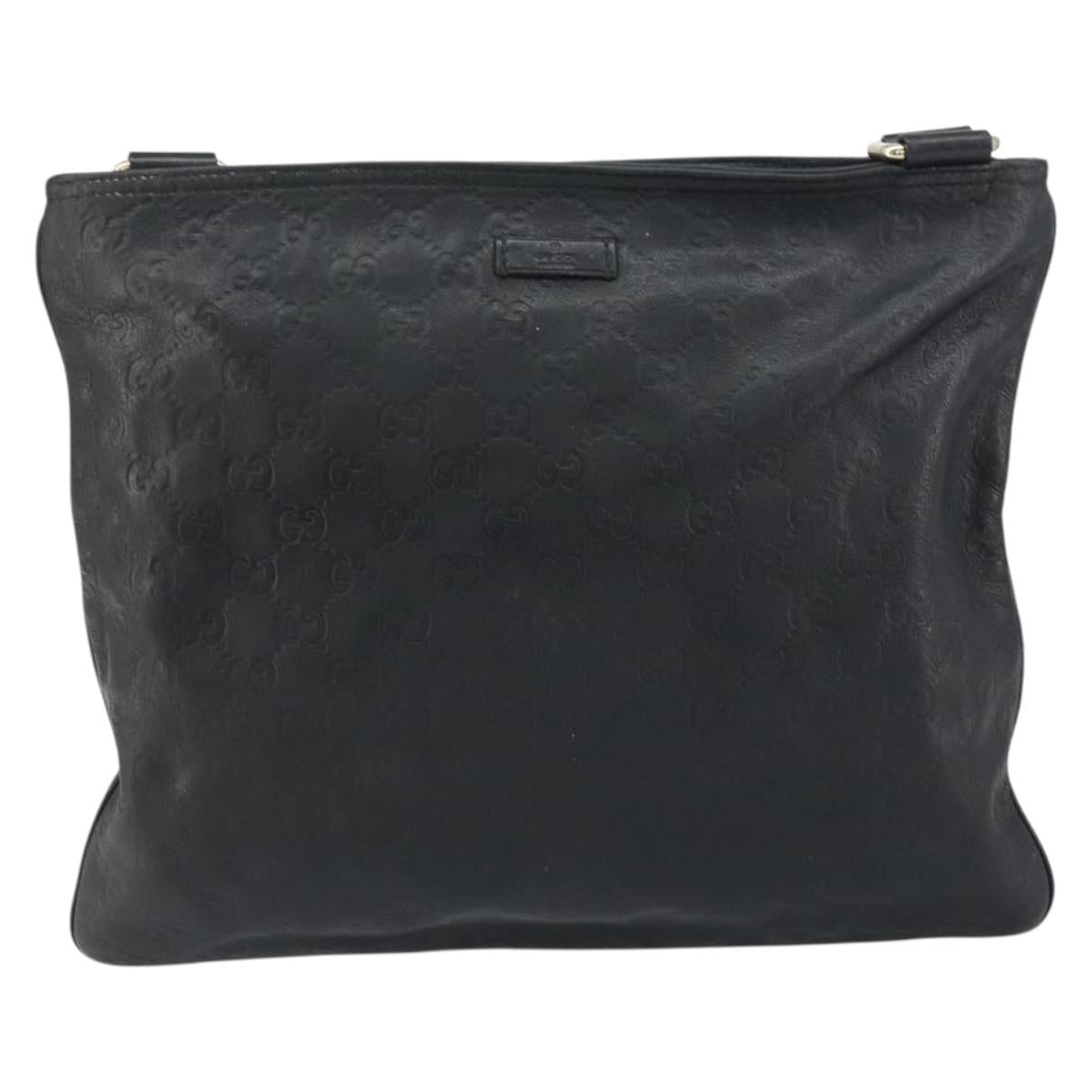 GUCCI GG Canvas Guccissima Shoulder Bag Leather Black Gold 201446 Auth am10066