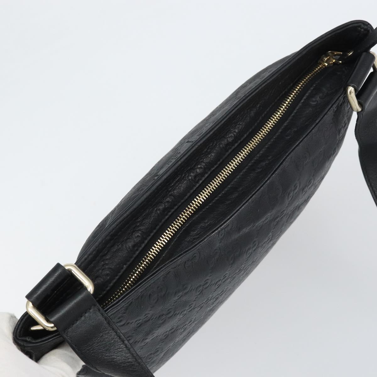 GUCCI GG Canvas Guccissima Shoulder Bag Leather Black Gold 201446 Auth am10066