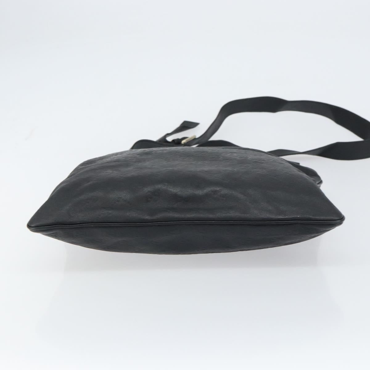 GUCCI GG Canvas Guccissima Shoulder Bag Leather Black Gold 201446 Auth am10066