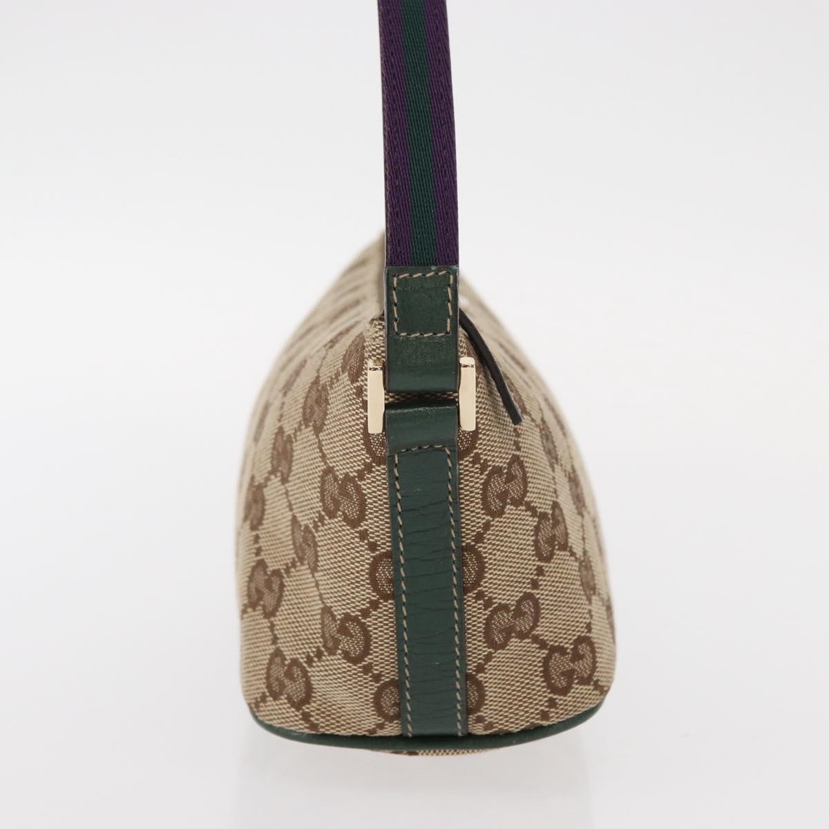 GUCCI GG Canvas Sherry Line Hand Bag Beige Gold 141809 Auth am10067V