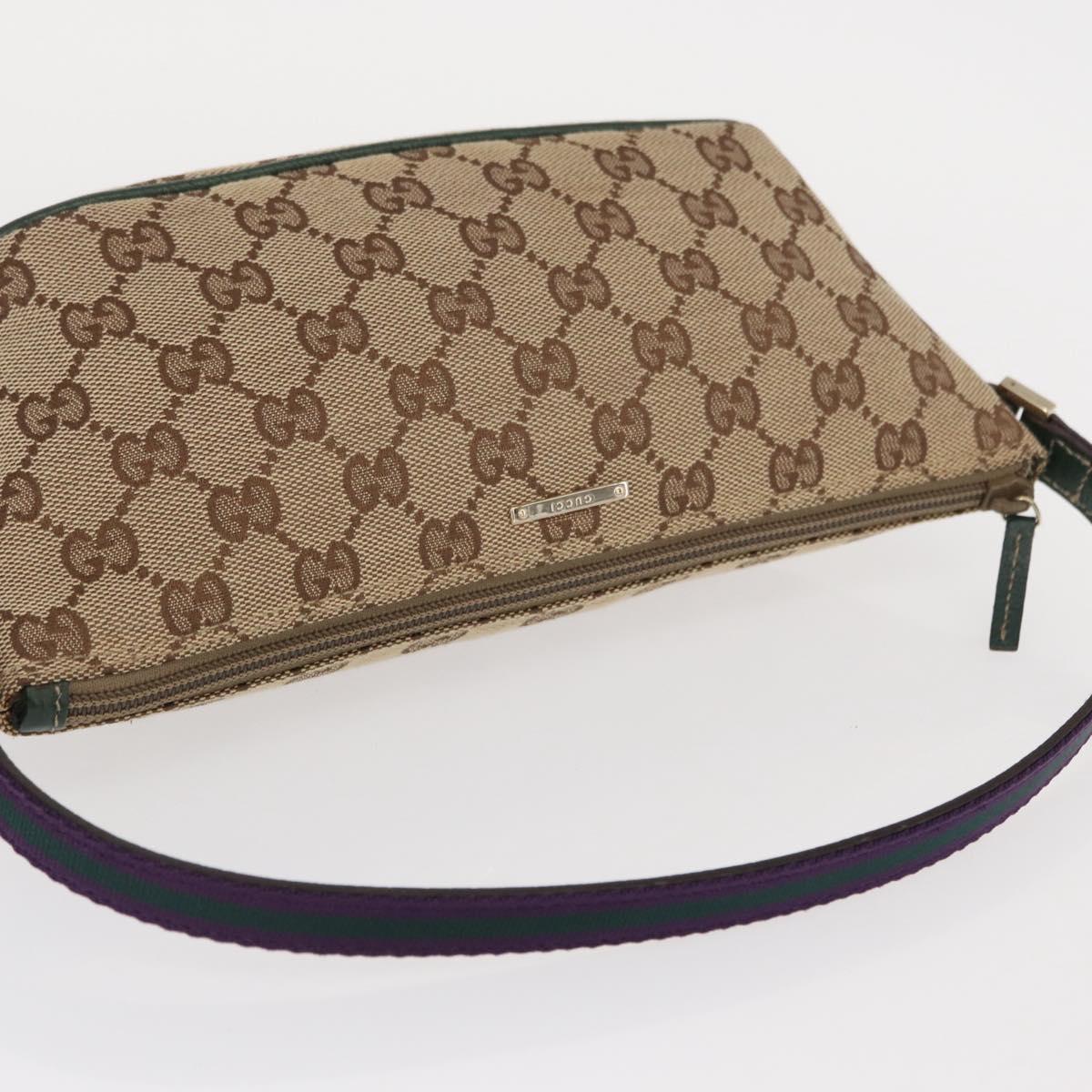 GUCCI GG Canvas Sherry Line Hand Bag Beige Gold 141809 Auth am10067V