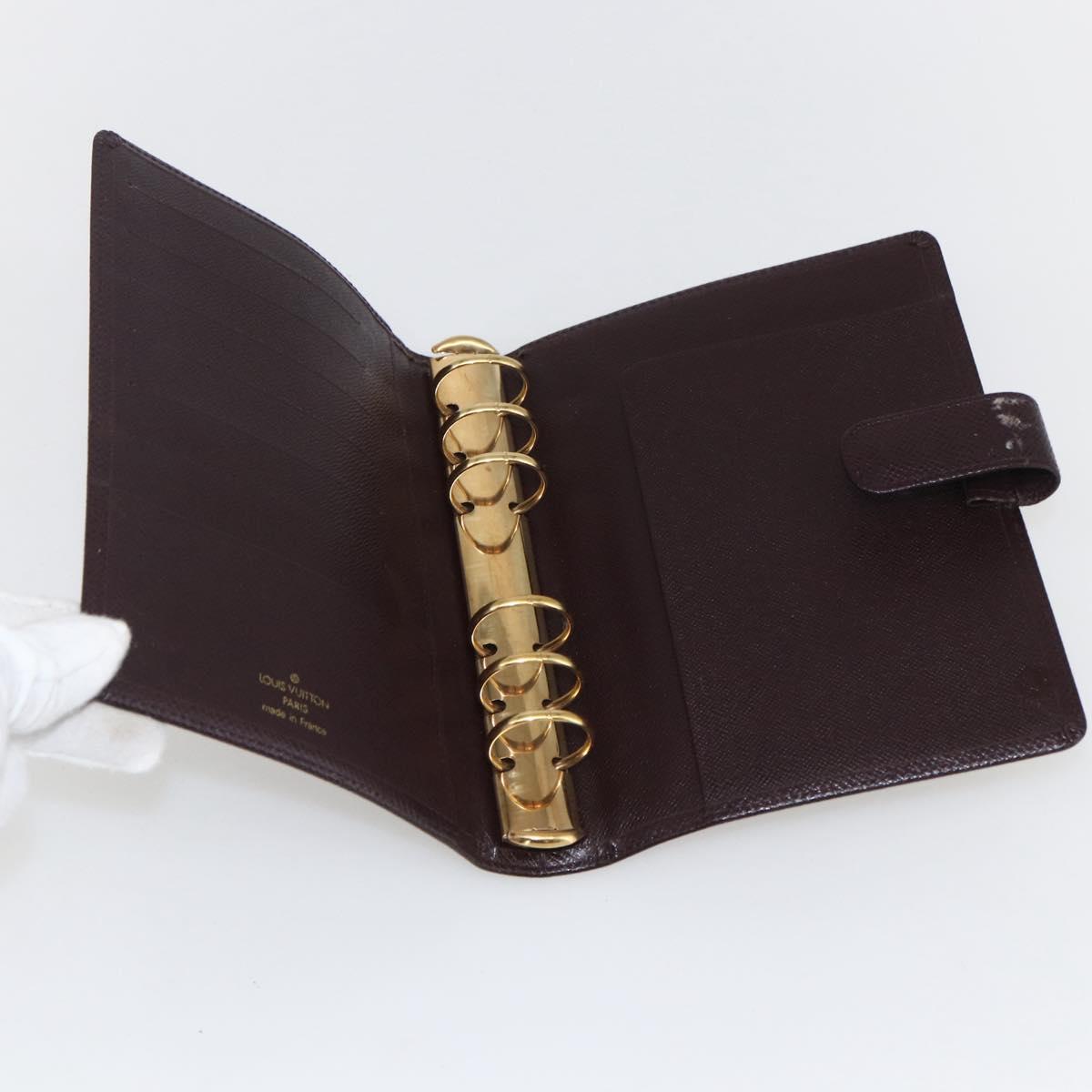 LOUIS VUITTON Taiga Agenda MM Day Planner Cover Acajou R20416 LV Auth am10073
