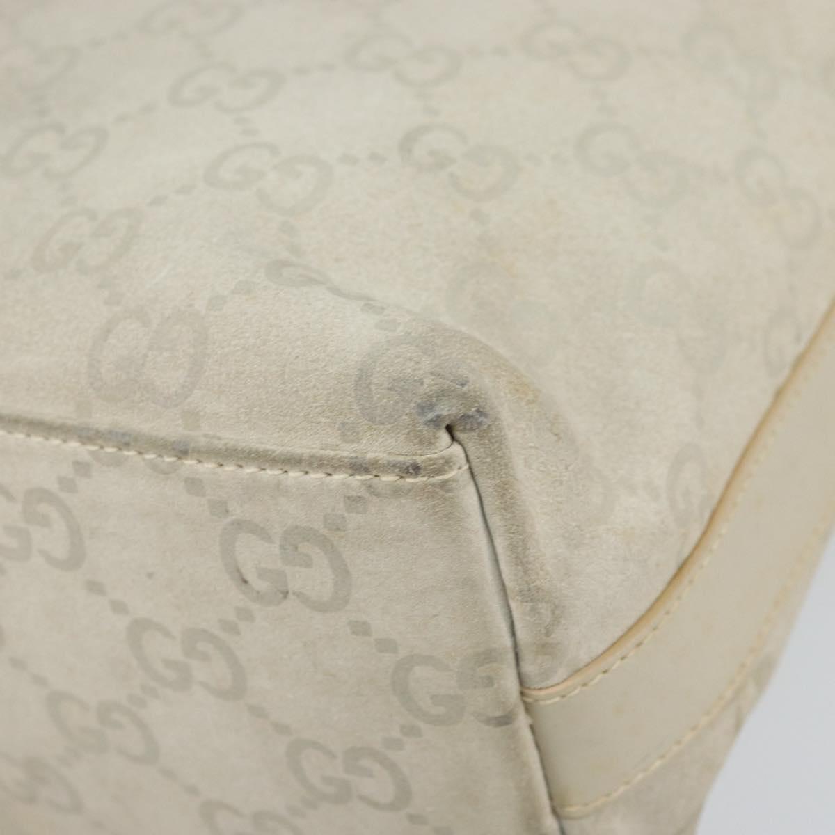 GUCCI GG Canvas Shoulder Bag Suede White Silver 000 0602 Auth am10075