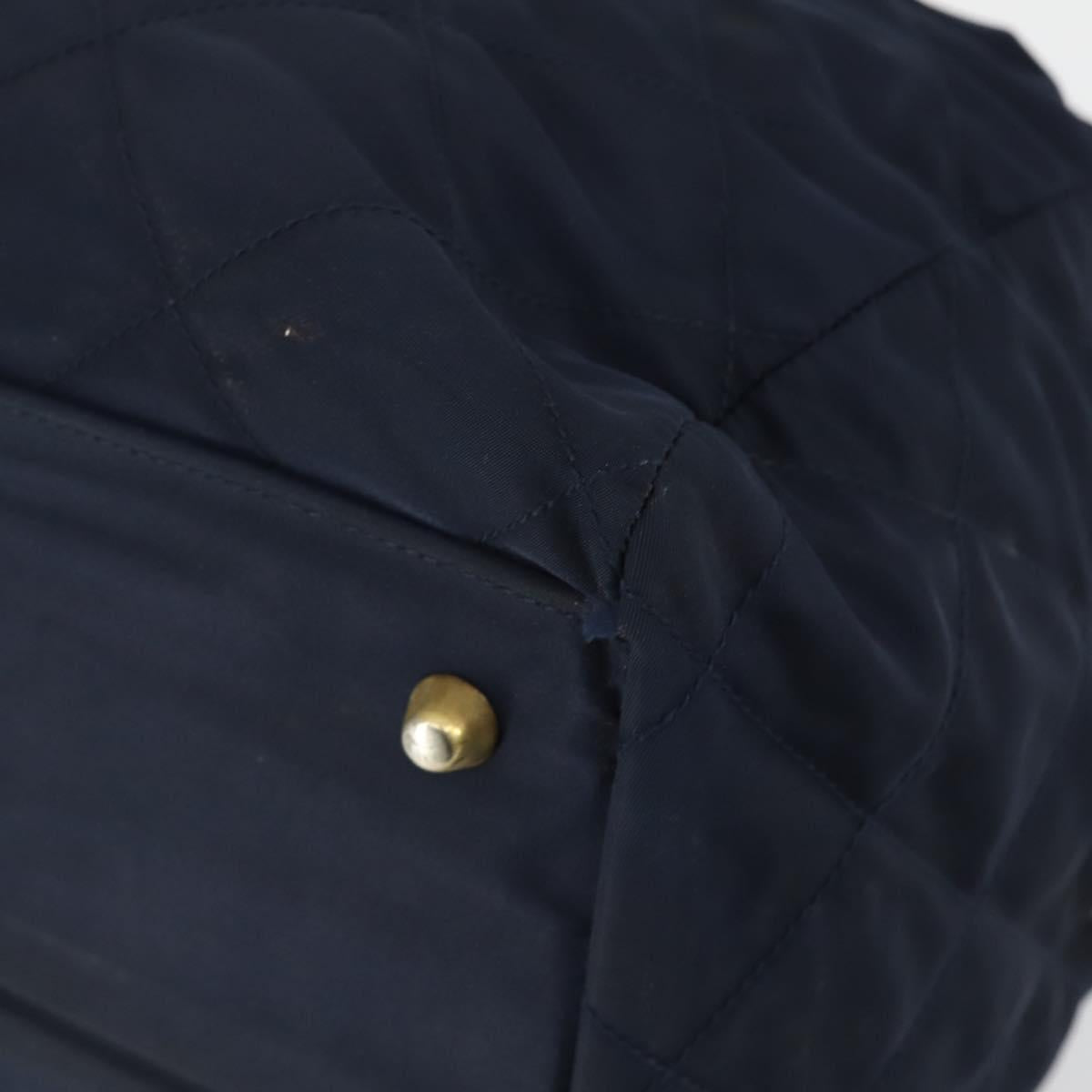 PRADA Chain Tote Bag Nylon Navy Gold Auth am10079