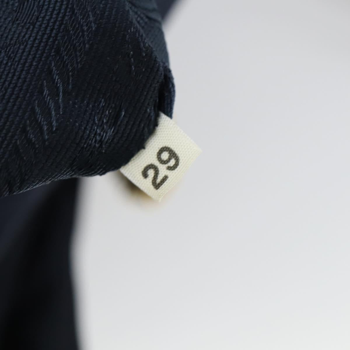 PRADA Chain Tote Bag Nylon Navy Gold Auth am10079