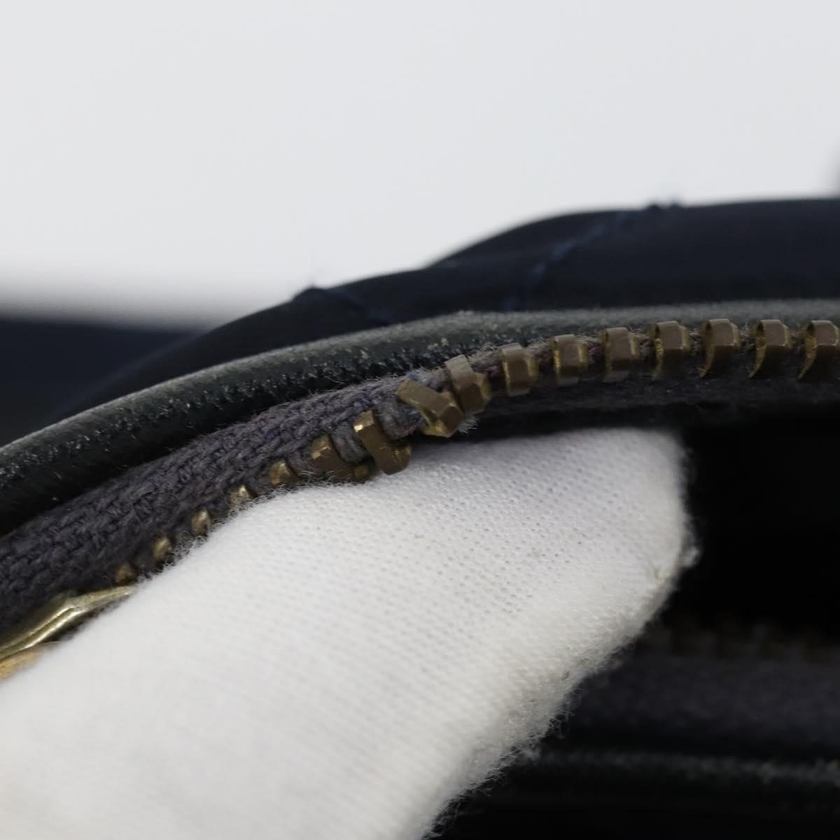 PRADA Chain Tote Bag Nylon Navy Gold Auth am10079