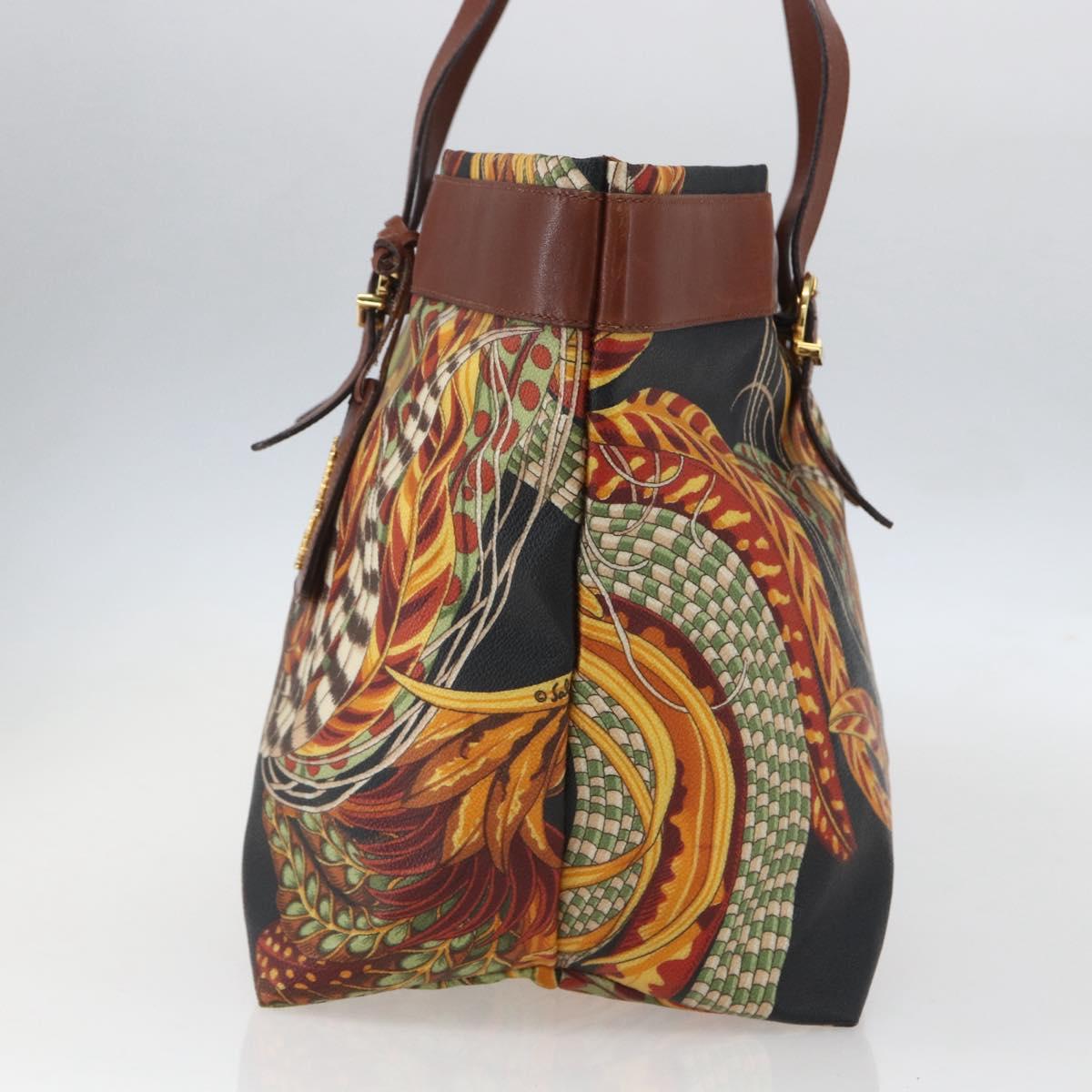 Salvatore Ferragamo Flower Tote Bag PVC Multicolor Gold Auth am10086