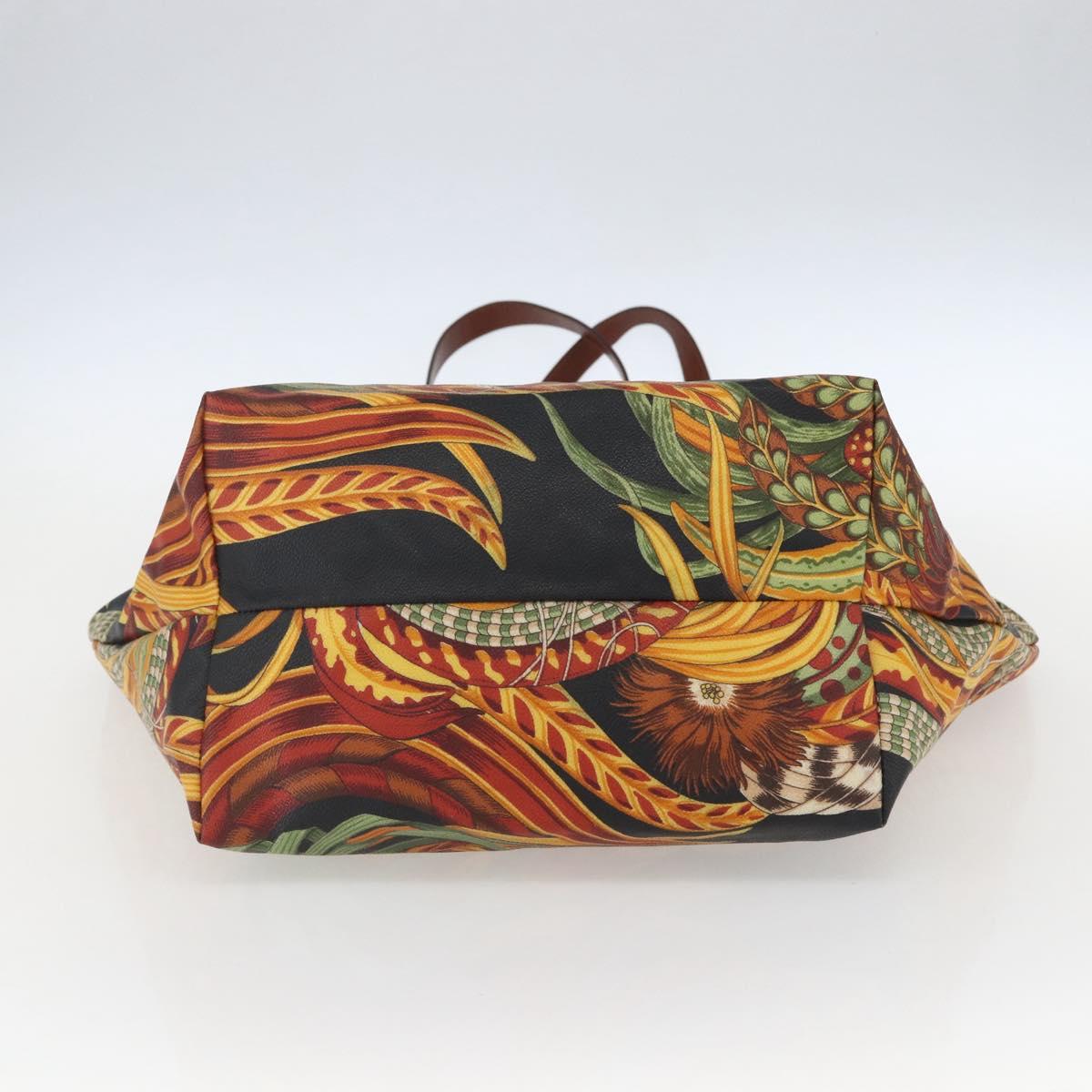 Salvatore Ferragamo Flower Tote Bag PVC Multicolor Gold Auth am10086