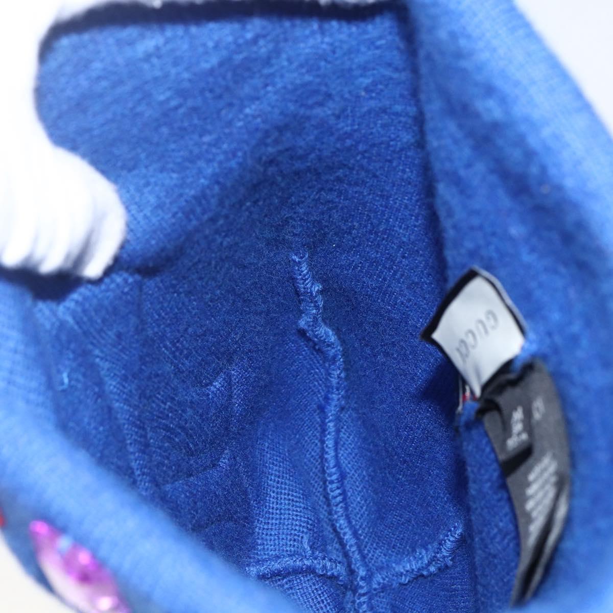 GUCCI NY Knitted Fabrics Hat Wool Blue Auth am10088V