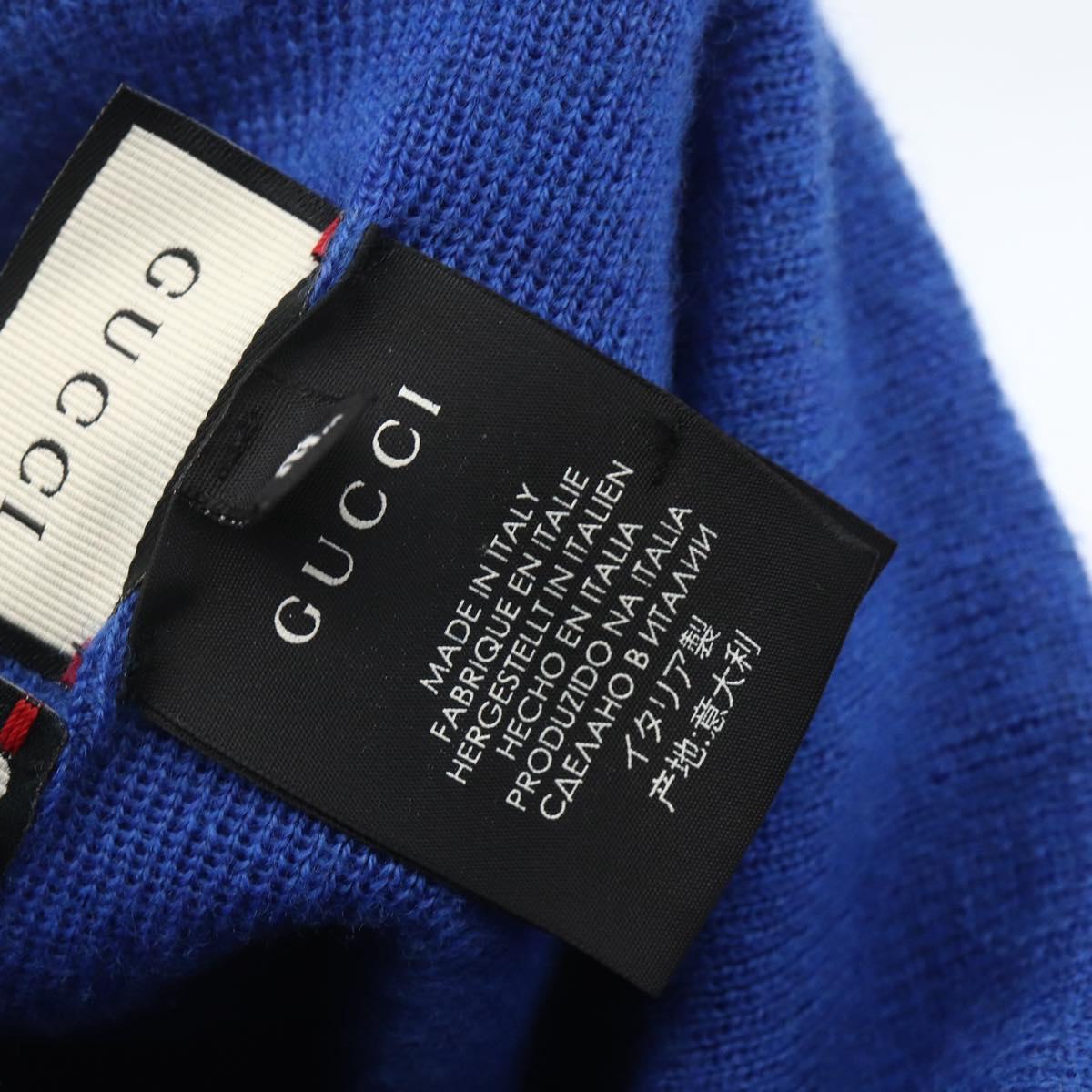 GUCCI NY Knitted Fabrics Hat Wool Blue Auth am10088V