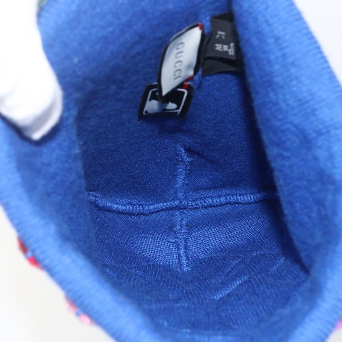 GUCCI NY Knitted Fabrics Hat Wool Blue Auth am10088V