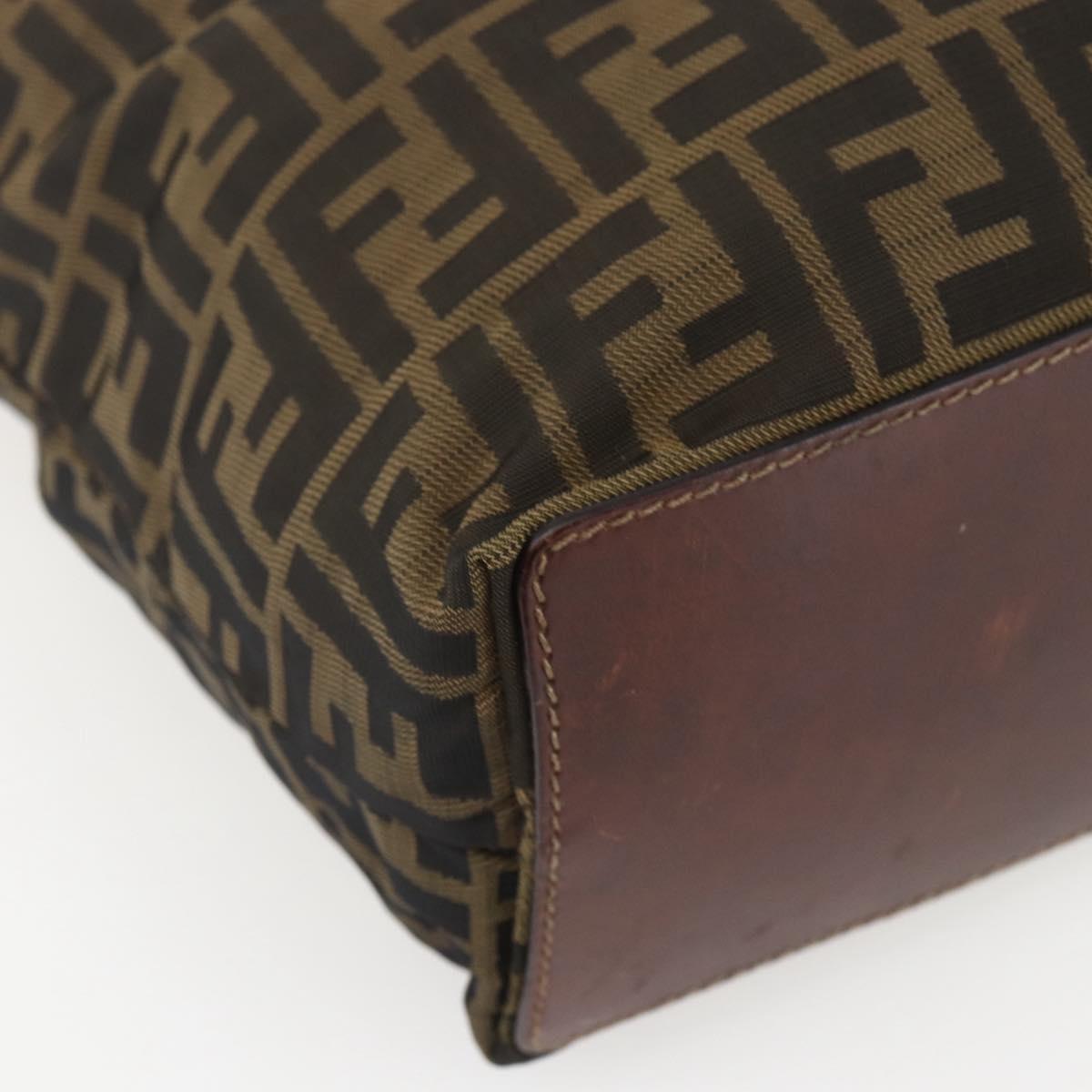 FENDI Zucca Canvas Tote Bag Black Brown Auth am10121