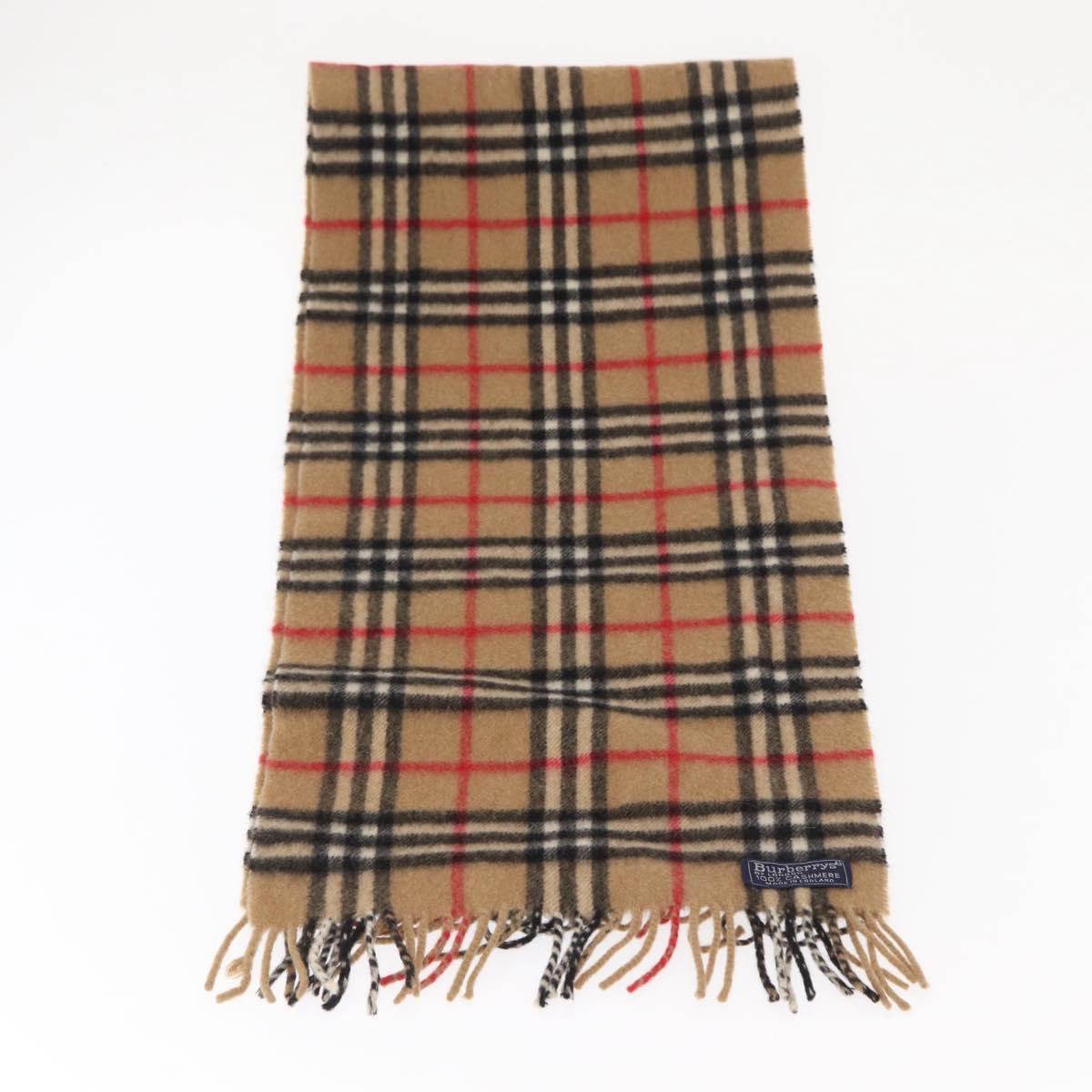 Burberrys Nova Check Scarf Cashmere Beige Auth am10136