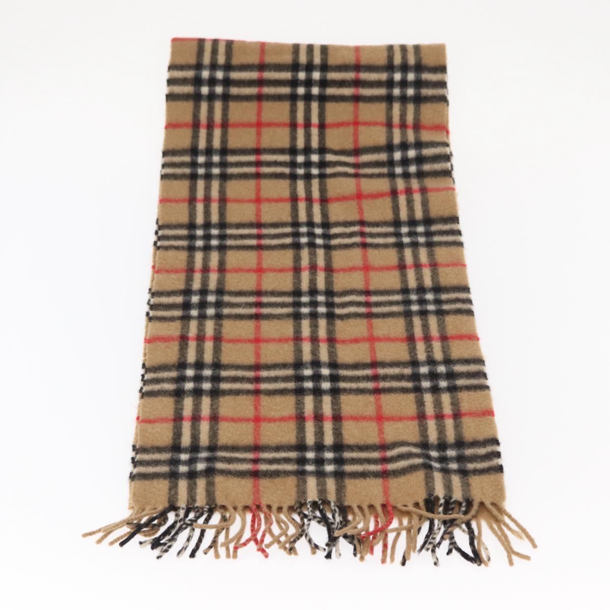 Burberrys Nova Check Scarf Cashmere Beige Auth am10136