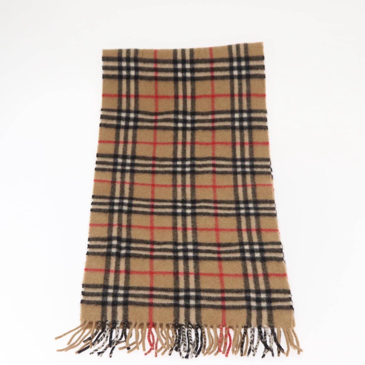 Burberrys Nova Check Scarf Cashmere Beige Auth am10136