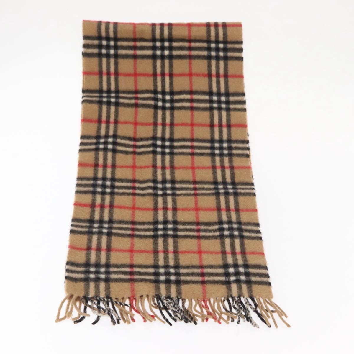 Burberrys Nova Check Scarf Cashmere Beige Auth am10136