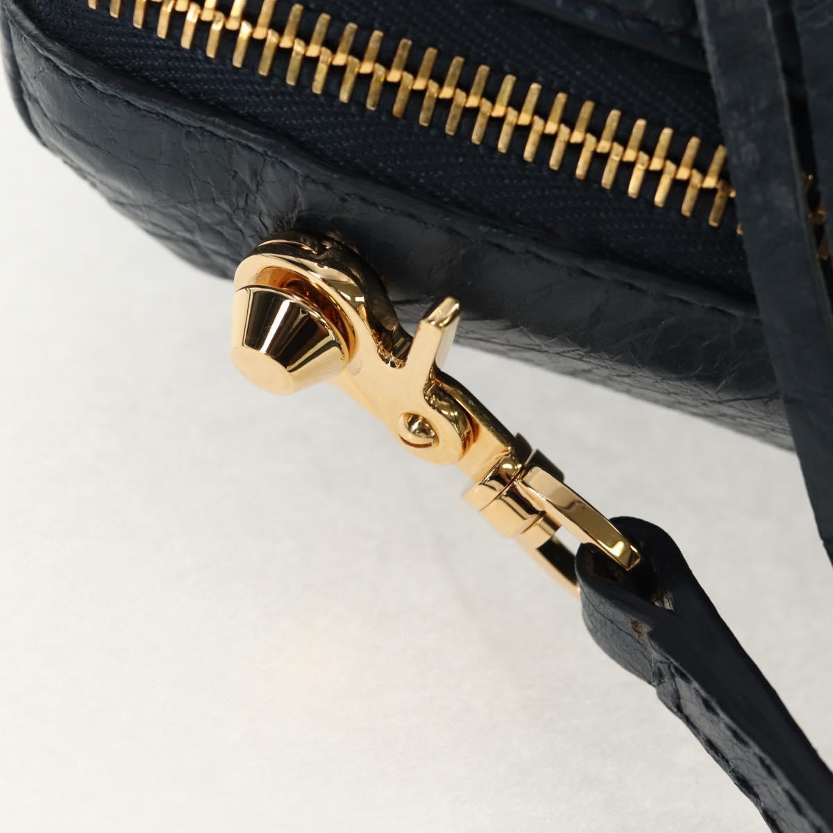 BALENCIAGA Classic Reporter Shoulder Bag Leather Navy Gold 488795 Auth am10138V