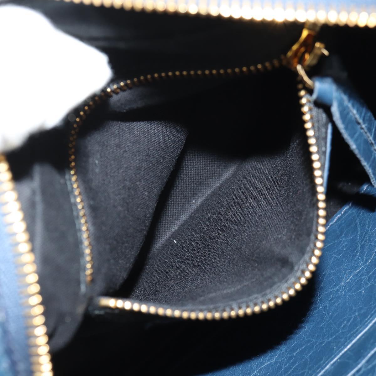 BALENCIAGA Classic Reporter Shoulder Bag Leather Navy Gold 488795 Auth am10138V