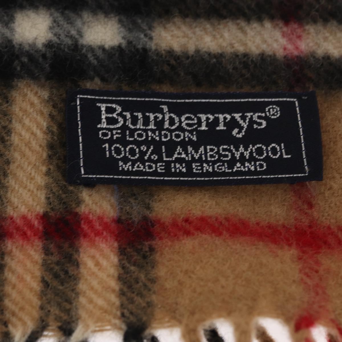 Burberrys Nova Check Scarf Wool Beige Auth am10148
