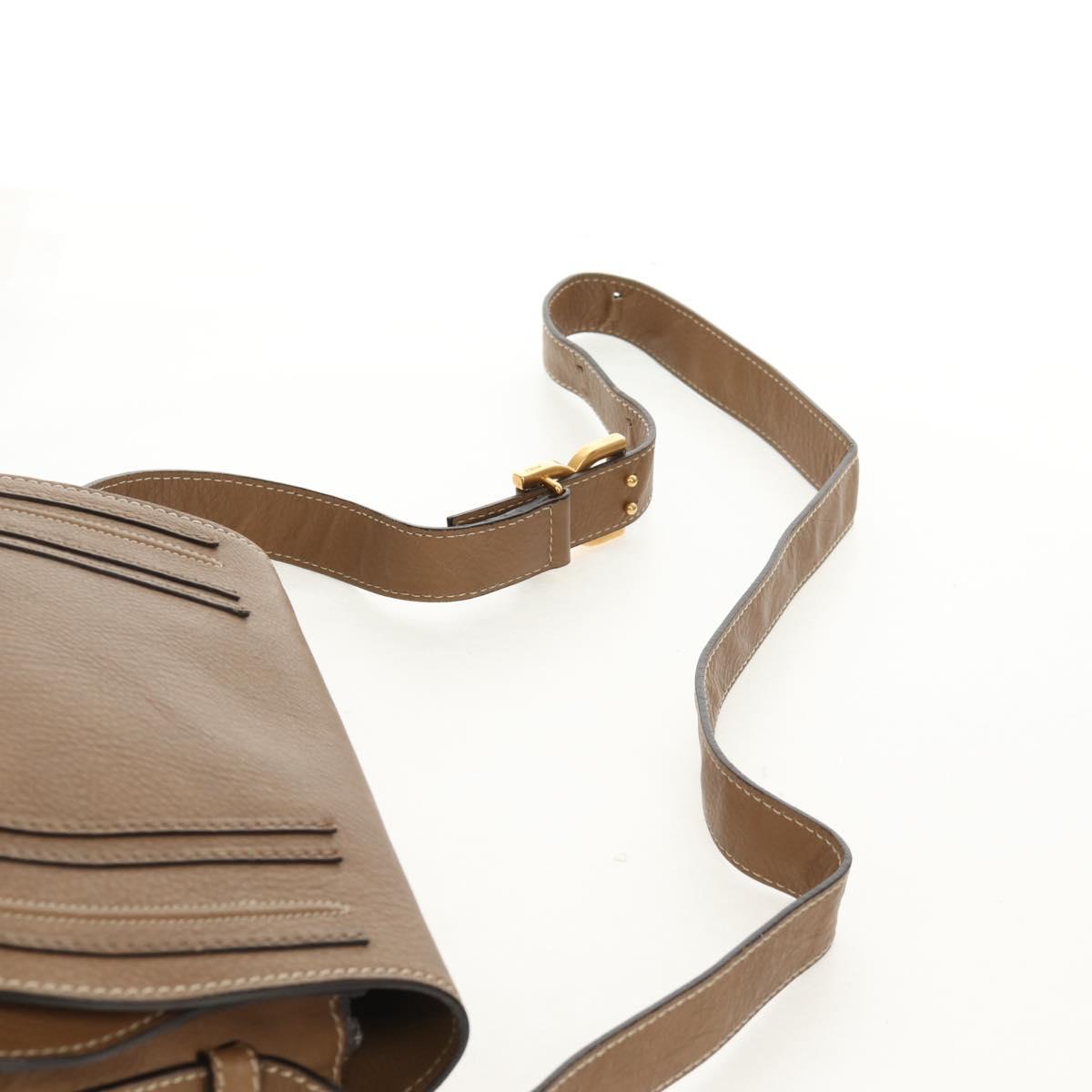 Chloe Mercy Shoulder Bag Leather Beige Gold Auth am10151