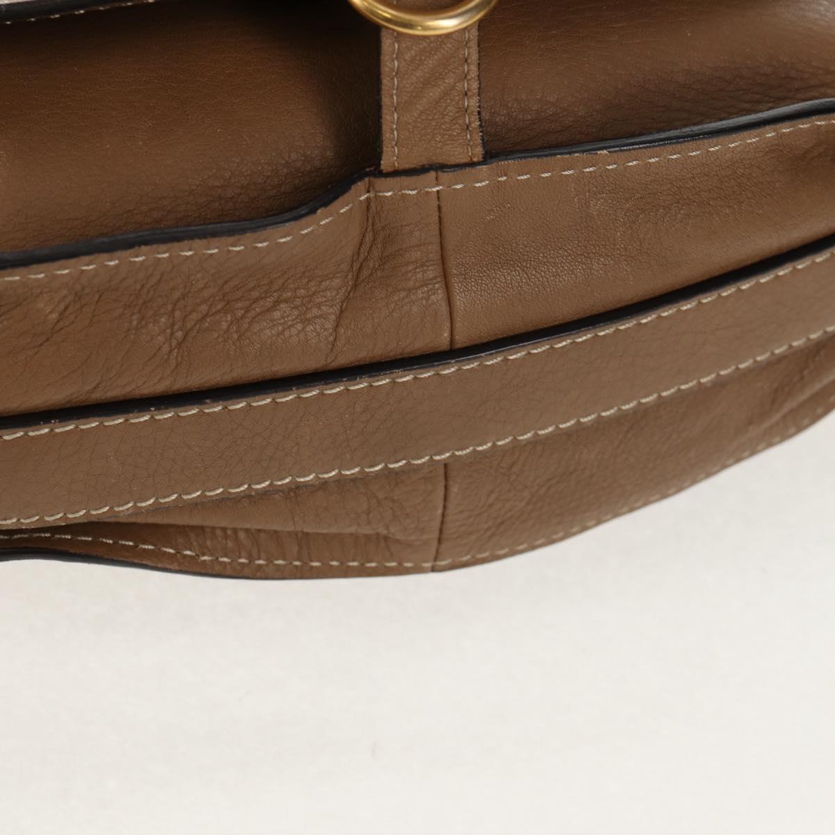 Chloe Mercy Shoulder Bag Leather Beige Gold Auth am10151