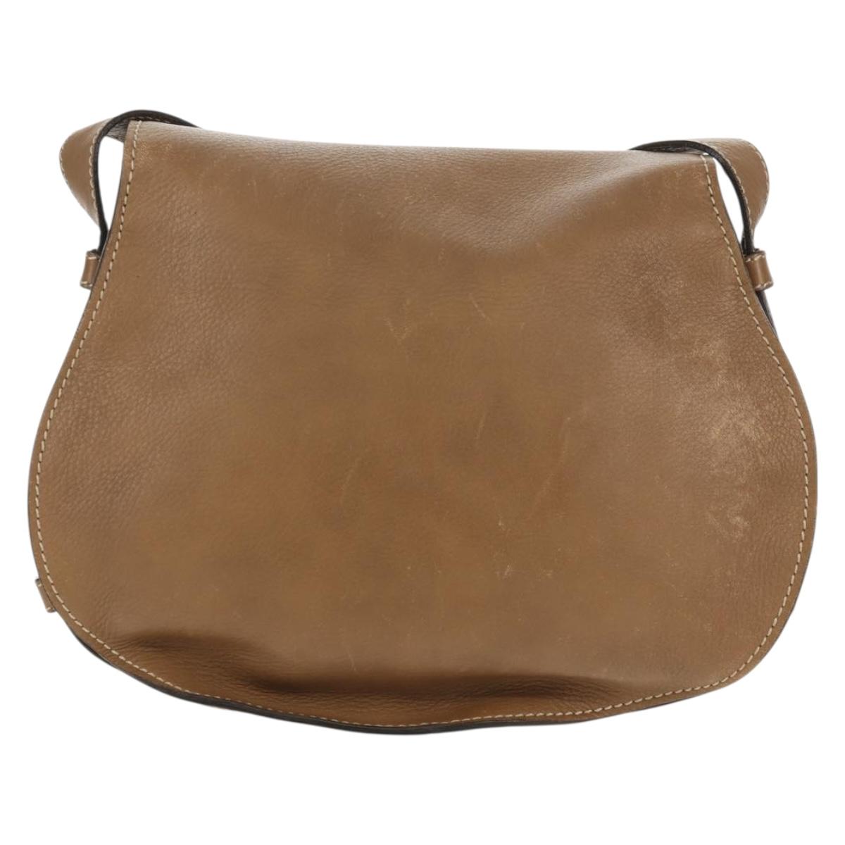 Chloe Mercy Shoulder Bag Leather Beige Gold Auth am10151