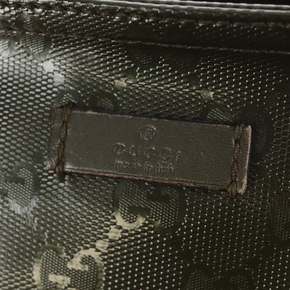 GUCCI GG Implementation Shoulder Bag Khaki Silver 201446 Auth am10159