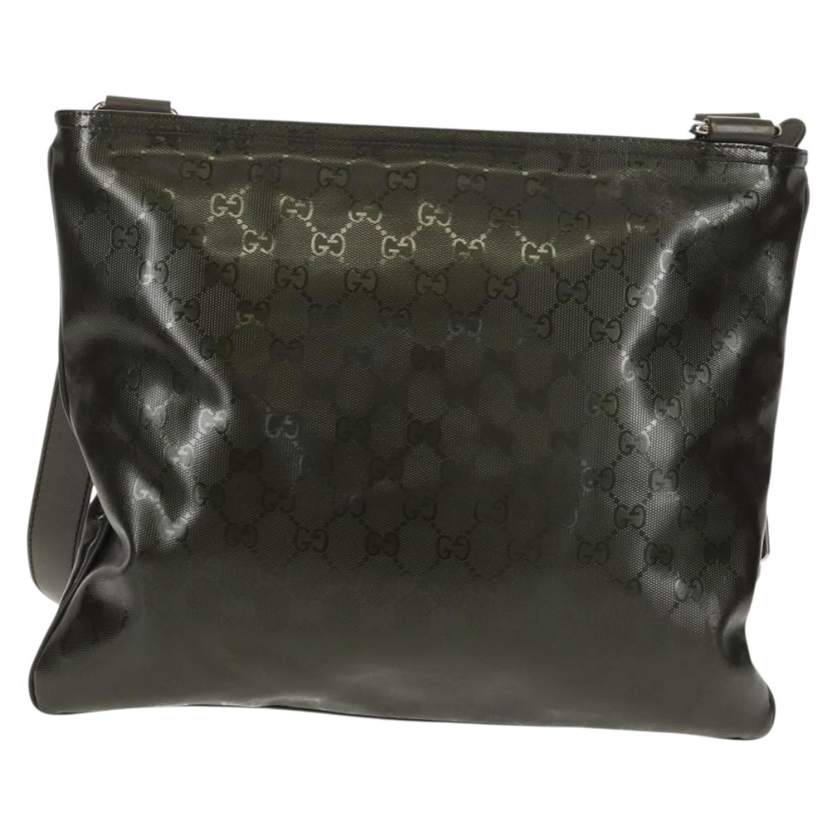 GUCCI GG Implementation Shoulder Bag Khaki Silver 201446 Auth am10159