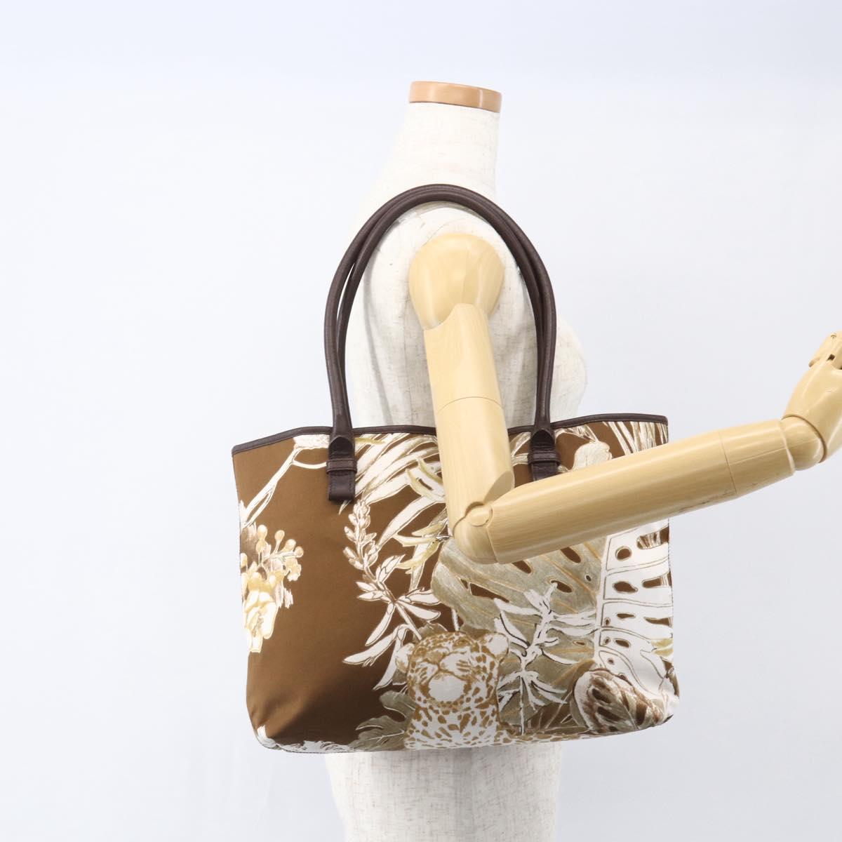 Salvatore Ferragamo Tote Bag Canvas Brown Gold Auth am10161