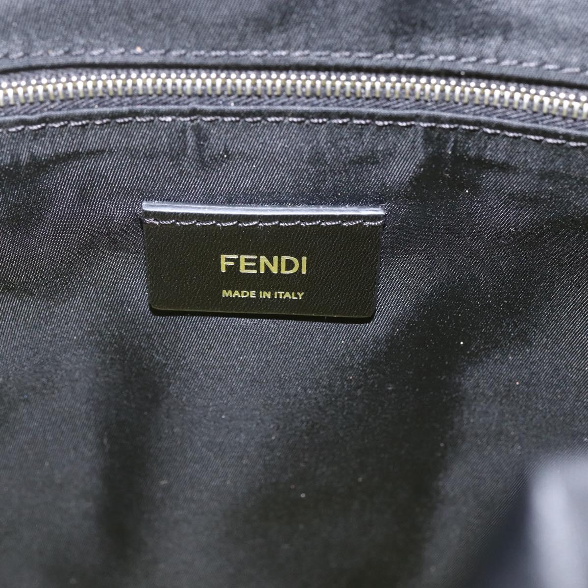 FENDI Zucca Canvas Shoulder Bag Nylon White Silver Auth am10182V