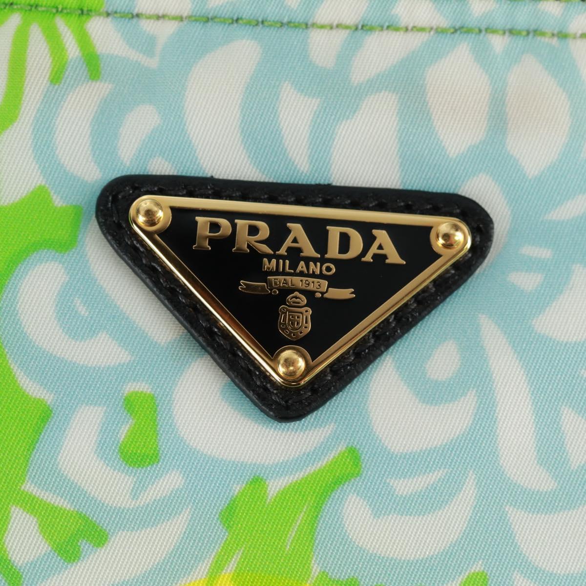 PRADA Tote Bag Nylon Leather 2way Multicolor Gold Auth am10186V
