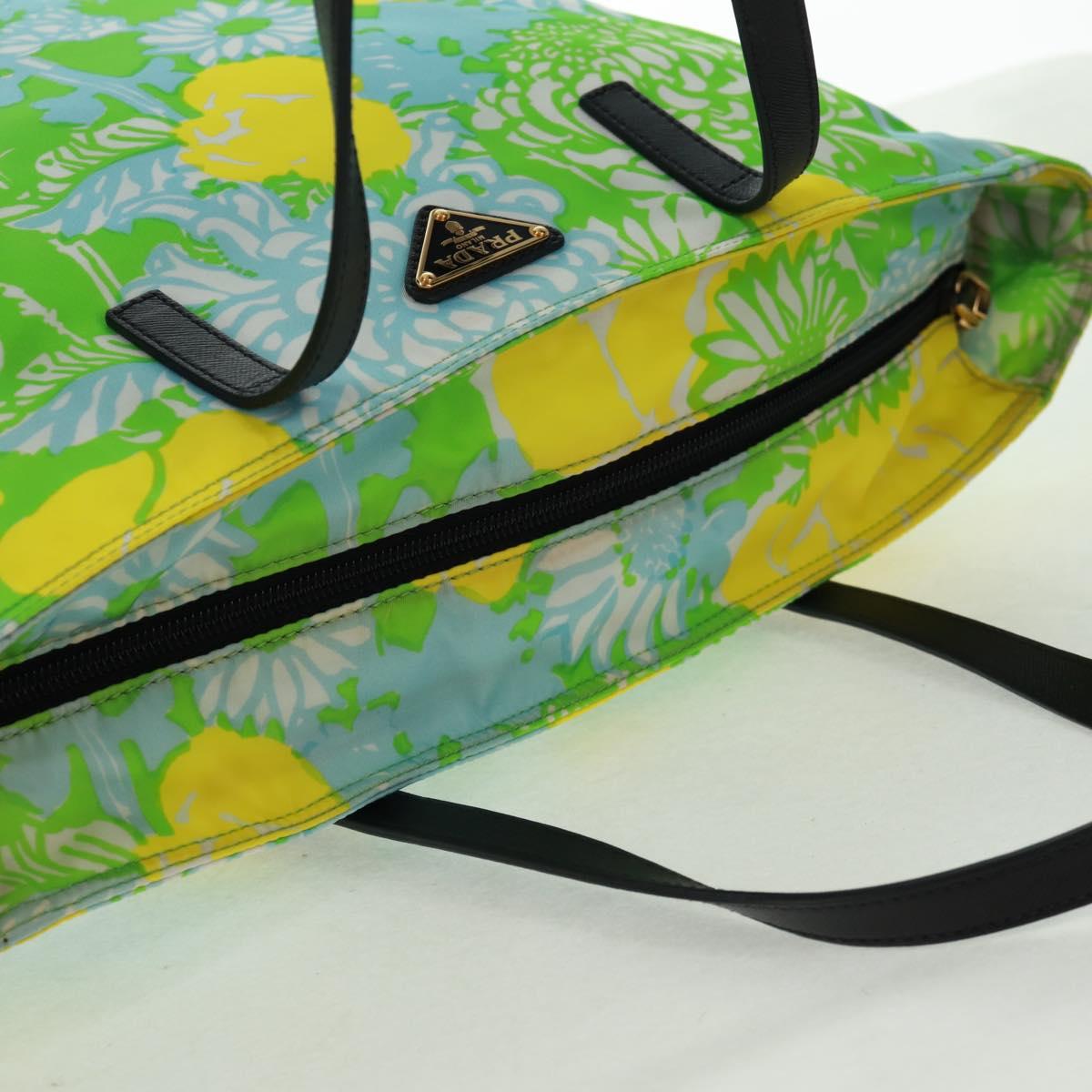 PRADA Tote Bag Nylon Leather 2way Multicolor Gold Auth am10186V