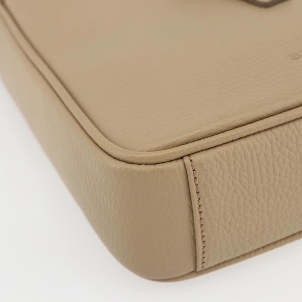 BURBERRY Shoulder Bag Leather Beige Silver Auth am10199V