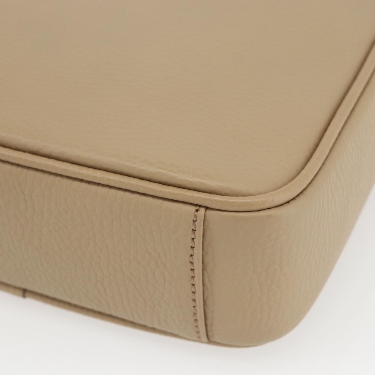 BURBERRY Shoulder Bag Leather Beige Silver Auth am10199V