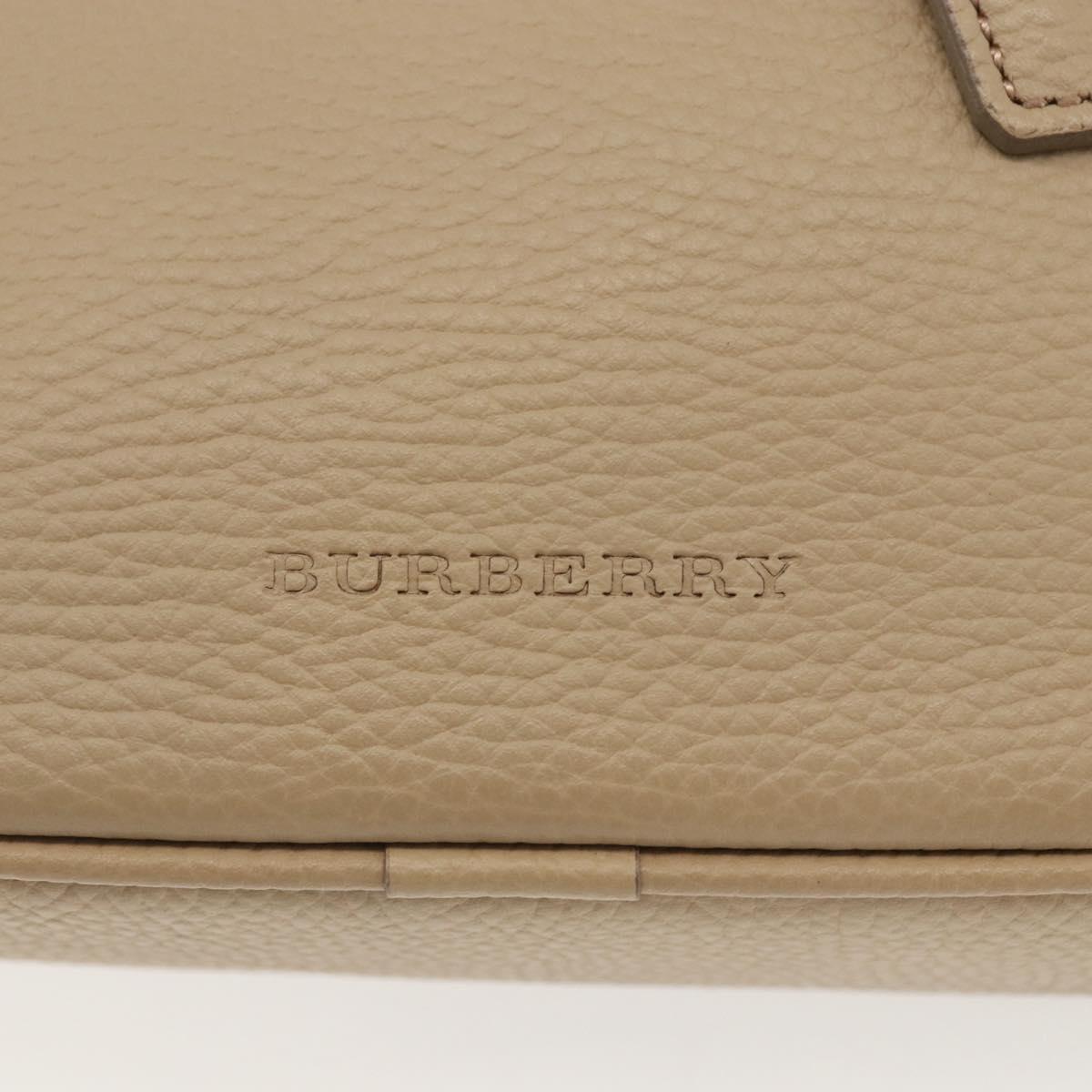 BURBERRY Shoulder Bag Leather Beige Silver Auth am10199V