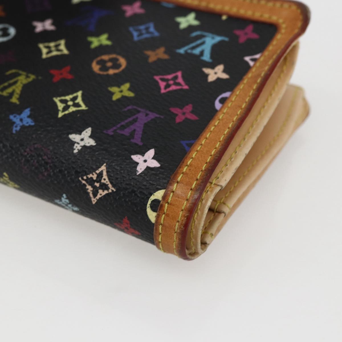 LOUIS VUITTON Multicolor Portefeuille Viennois Wallet Black M92988 Auth am10211
